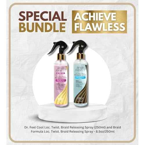 Ebin Hair Spray ? Dr. Feel Cool Loc Twist Braid Releasing Spray 250ml Bundle with Braid Formula 8.5oz by EBIN NEW YORK ? Conditioning Detangler and Protective Style Care ? Gift Set (2 Items)