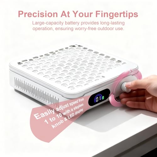 Nail Dust Collector with 10 Speed Settings, Powerful Suction Nail Vacuum, Nail Fan Dust Collector for Beginner, Dust Collector Nail Tech for Acrylic Nail Polishing Manicure Salon Home (White)