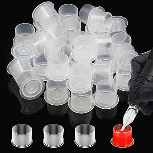 CINRA Tattoo Ink Cups, 500Pcs Disposable Plastic Pigment Tattoo Ink Caps, Large Wide Base, Tattoo Supplies