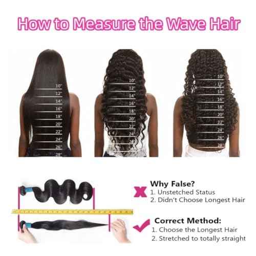 Body Wave Bundles Human Hair Long Brazilian Virgin Body Wave Natural Black Color Can Be Dyed and Styled 3 Weave Bundles Total 300g 20 22 24 Inch