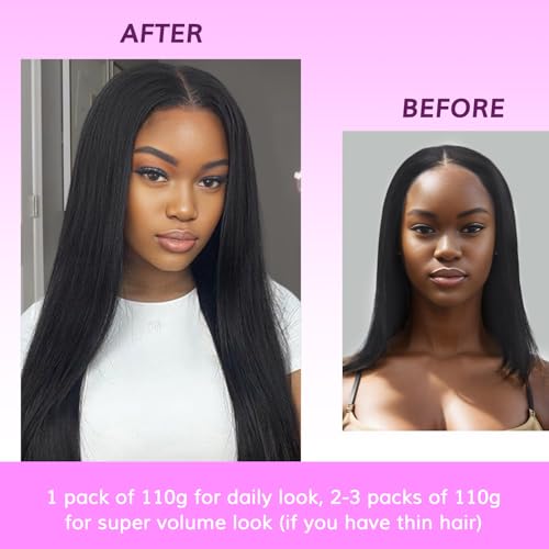 IDN BEAUTY Genius Weft Straight Clip In Hair Extensions Human Hair For Black Girl Women, Virgin Hair Longer Lifespan, Invisible Seamless PU Weft Clip Ins, 14 Inch 100g 7Pcs Natural Black