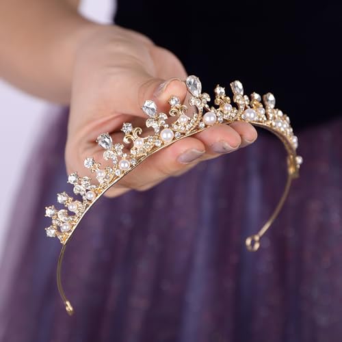 Teyglen Silver Crystal Wedding Tiara Baroque Queen Crown Headband Elegant Princess Rhinestone Tiara Bridal Hair Accessories for Women Brithday Party Prom Pageant