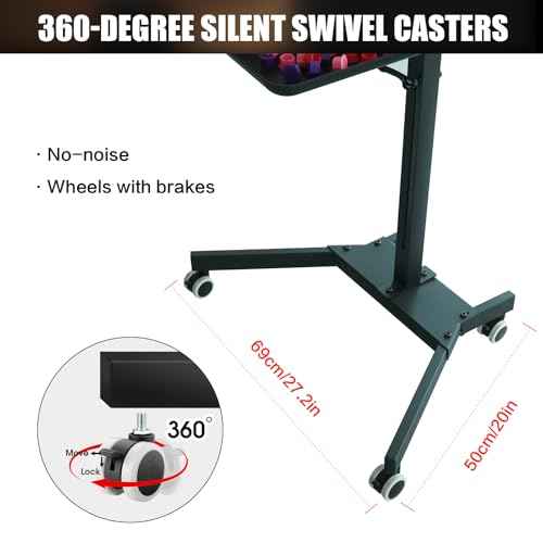 GBK Tattoo Workstation with LED Tattoo Light, Magnetic Tattoo Tray on Wheels,Salon Tray,Phone/Tablet Dual Stands,Tattoo Rolling Trolley for SalonTattoo Studio (Black)