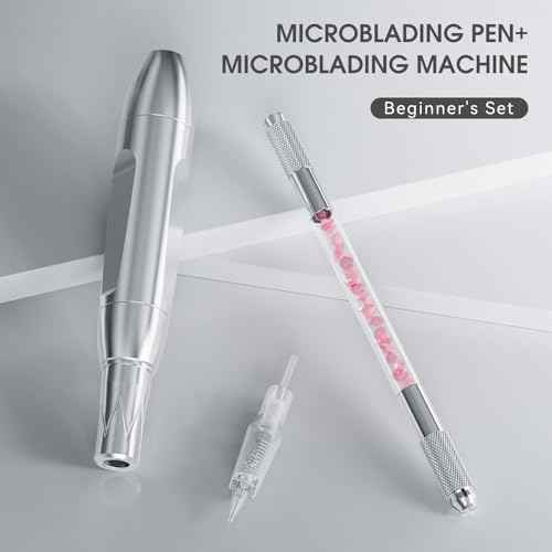 Charme Princesse Permanent Makeup Machine Tattoo Kit with Manual Pen Eyeliner Eyebrow Ruler Practice Skin Ring Cup Eyeliner Tattoo Supplies Pigments for Eyebrows EK516