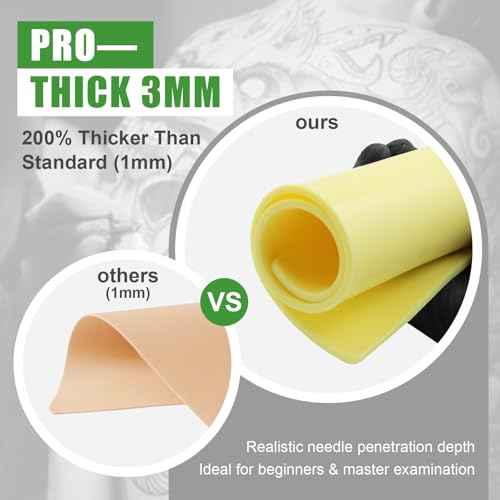 Premium Tattoo Practice Skin (3mm Thick Medical Silicone) - 10PCS Double-Sided Fake Skin Reusable Mat, 7.4"x5.5" Tattoo Skin with Deluxe Gift Box, for Professional Artists