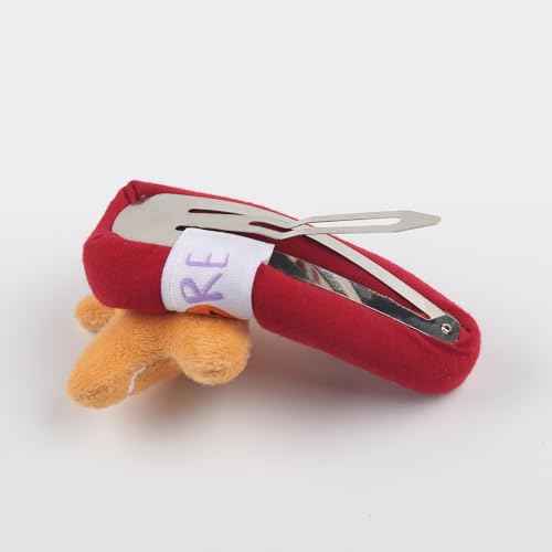 Christmas Hair Clips Plush Gingerbread Hair Clip for Women Xmas Hair Barrettes Big Comfortable BB Clips for Thick Curly Red Yellow Hairpins Cute Hair Clip Christmas Hair Accessories for Girls 2Pcs
