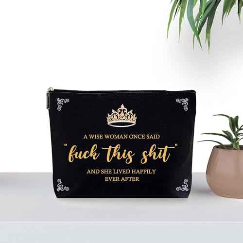Funny Black Gold Cosmetic Makeup Bags, Birthday Christmas Retirement Travel Gifts for Women, Funny Inspirational Unique Zipper Pouch Bag. (068)
