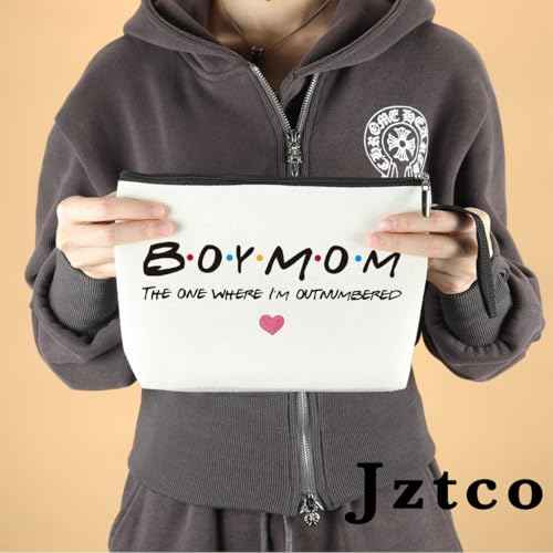 Jztco Boy Mom, Baby Shower Gifts for Moms First Time, Christmas Birthday Unique Thanksgiving Funny Mothers Day, New Moms to Be - Boy Mom The One Where I'm Outnumbered Makeup Bag