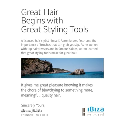 Ibiza Hair Boar Bristle Round Brush (G Series) | Hybrid Swirled Boar & Carbon Fiber Nylon Bristles with Cork Handle | Adds Shine & Texture for Medium to Long Styles