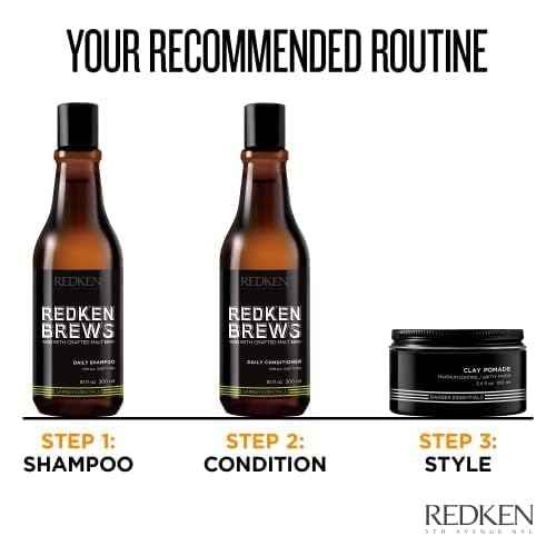 Redken Brews Clay Pomade For Men - Volumizes Fine And Medium Hair With Long-Lasting High Hold and Matte Finish