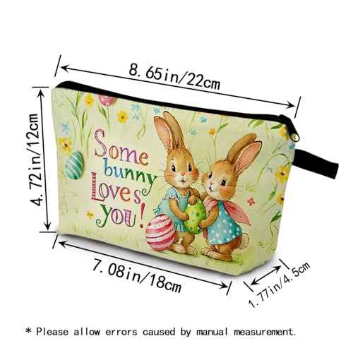 Cute Easter Bunny Makeup Bag Toiletry Organizer Zipper Pouch Some Bunny Loves You Small Cosmetic Bag Easter Present for Women Friends