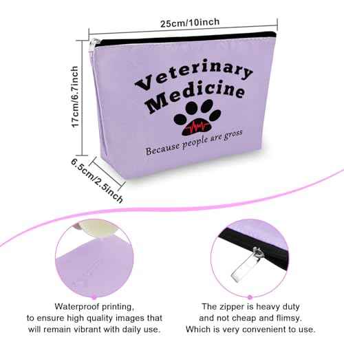 Veterinarian Gift for Vet Women Makeup Bags Vet Student Gift Veterinary Technician Gift Cosmetic Bag Appreciation Gift for Veterinary Medicine Birthday Retirement Gift Travel Cosmetic Pouch£¨Purple£©
