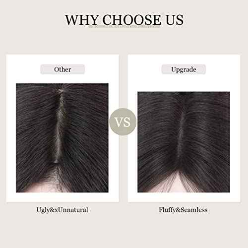Hair Toppers for Women Real Human Hair,Hairs Toppers for Women No Bangs Top Hairs Extensions Pieces Wiglets Upgrade Lace Base 12inch