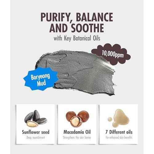 BRMUD Deep Melting Mud Pore Cleansing Oil - Gentle Make Up Facial Oil Cleanser with Boryeong Mud, Sunflower Seed & 7 Fermented Oils - Vegan & Non-Comedogenic Korean Skincare (6.76 fl oz)