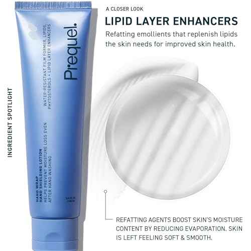 Prequel Skin Hand Wrap, Hand Cream for Dry Cracked Hands. Deep Nourishing Moisturizing Formula. Non-Greasy Balm for Women and Men. Unscented Skincare with Moisture Lock Formula. 3.4oz