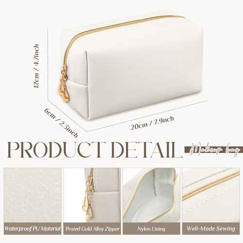 Kigeli 20 Pcs Small Makeup Bag Bulk PU Leather Cosmetic Bags with Zipper Preppy Makeup Pouch Toiletry Bag for Women Wedding Bachelorette Party Gift Travel Storage Organizer(White)