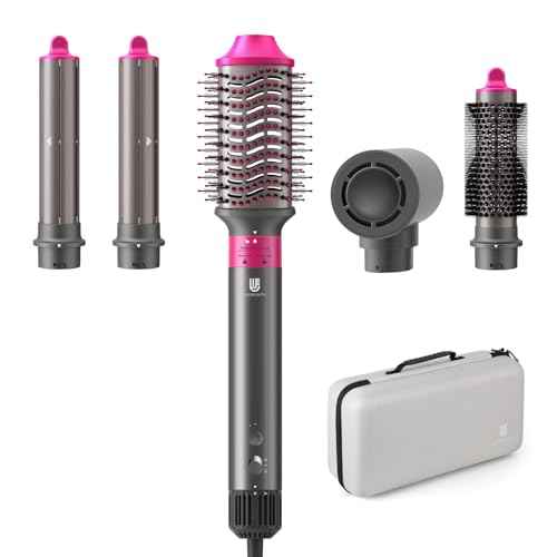 Hair Dryer Brush, webeauty 5 in 1 One Step Professional Hot Air Brush Set for Fast Drying, Curling Drying, Straightening Combing, Hair Styler [Ceramic Coating] [Negative Ion] 110000 RPM (Grey+Red)