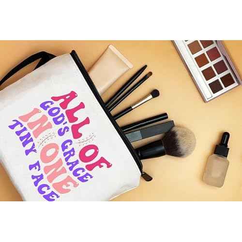 God Daughter Gifts for Girls - All Of God's Grace In One Tiny Face - Small Cosmetic Makeup Makeup Travel Organizer - Teacher & Friendship Motivational Gifts
