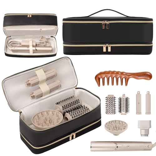 Travel Carrying Case for Dyson Shark Flexstyle Revlon Hair Dryer Airwrap, Double-Layer Dyson Airwrap Travel Case Shark Hair Tools Storage Bag for Airwrap Styler and Attachments, Black