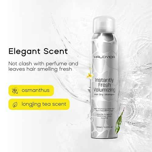 HALOVIDA Dry Shampoo for Women, Dry Scalp Shampoo Spray for Dark Hair Leaves No White Residue, Absorb Oils, Volumizing & Refresh Hair for 72 Hours, 5.07 Fl Oz