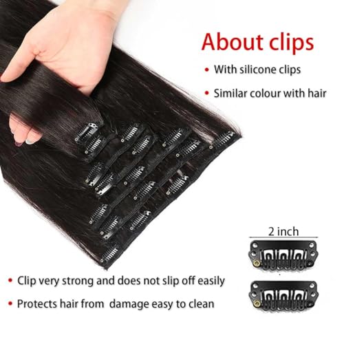 Clip in Hair Extensions Real Human Hair Straight 20 Inch 7pcs 120g Clip ins Hair Extensions Brazilian Remy Human Hair Clips Double Weft Human Hair For Women