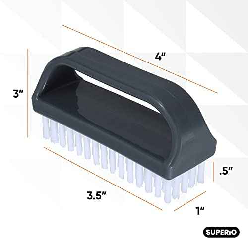 Superio Stiff Nail Brush for Cleaning Fingernails Small Scrub Brush with Handle, Cleaning Brushes for Hands, Toes, and Nails (Black, 36 Pack)