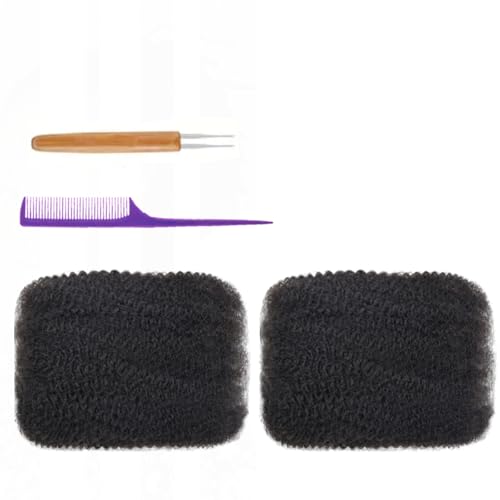 100% Unprocessed Afro Kinky Curly Bulk Human Hair 14 Inch (2 Bundles ? 50 g Each, 100 g Total) for Loc Extensions, Braiding & Mini Twists ? #1B Natural Black, Dye & Bleach Safe with Hook & Comb