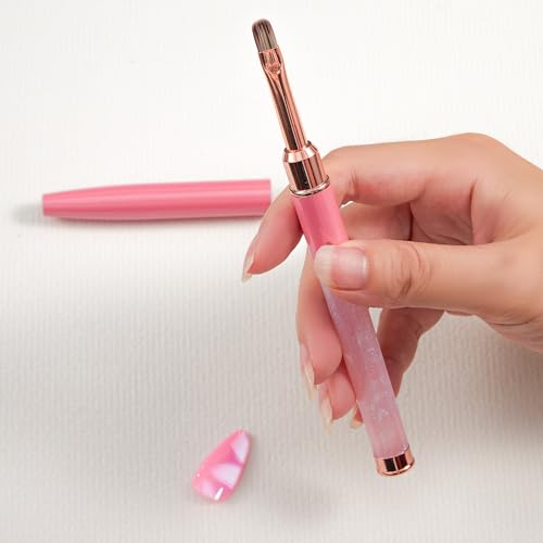 SILPECWEE Acrylic Nail Brush, Oval Shaped Nail Extension Brushes Builder Gel Nails Design Tools Pen Acrylic Powder Nail Art Brush Professional Manicure Pedicure