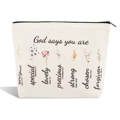 Degpum Christian Floral Makeup Bag Pouch,Christian Gifts For Women Girl,Christian Gift Bags,Bible Verse Gifts,Inspirational Gifts For Women Girls,Bible Verse Cosmetic Bag