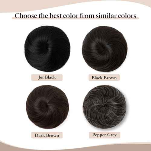 SARLA Dark Brown Hair Buns Extension Drawstring Updo Donut Chignon Straight Synthetic Fake Ballet Bun for Women Lady 1 Pcs