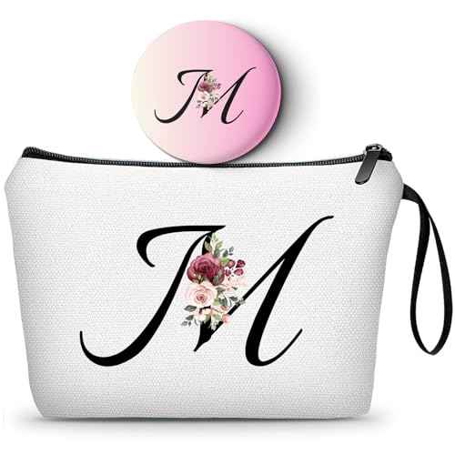 Women Gifts for Birthday,Unique Gifts for Women, age Gifts,Sister Gifts,Friends Gifts,Makeup Bag with Mirror,Birthday Gifts for Friends Female,Personalized Gifts,Mothers day Gifts,Letter M