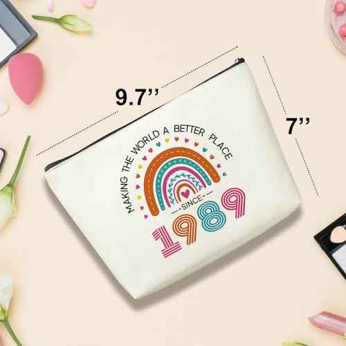 VICBOU 35th Birthday Gifts for Women Mom, Inspirational Birthday Gifts for 35 Year Old Woman Funny Rainbow Makeup Bag Mothers Day Christmas Cosmetic Bag for Female Her Wife Mama Friends Aunt Mommy