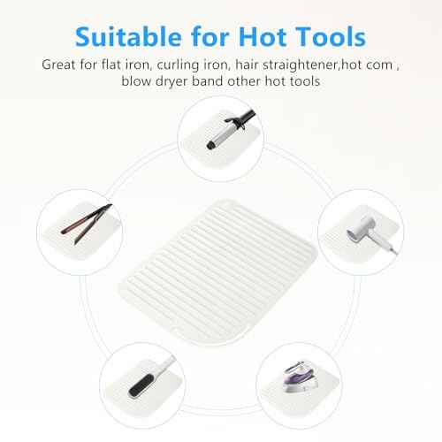 Quccefods Curling Iron Mats Oversize Heat Resistant Mat Silicone Hot Hair Tools Pad for Hair Straightener Flat Irons Hair Styling Tools Countertop Protection Portable Travel Curling Mat 11"*8.26"
