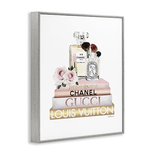 Stupell Industries Fashion Essentials with Iconic Glam Brands, Design by Amanda Greenwood Gray Framed Wall Art, 24x30, White