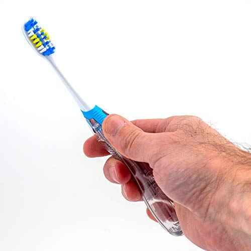 GUM Folding Travel Toothbrush, Compact Head + Tongue Cleaner, Soft Bristled Travel Toothbrushes for Adults, 2ct (Colors may vary)