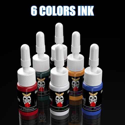 Beginners Tattoo Gun Machine Kit Professional Complete Tattoo Gun Kits for Beginner Rotary Tattoo Pen Set with 10Pcs Tattoo Cartridge Needles and 6Pcs Inks for Starter Artists