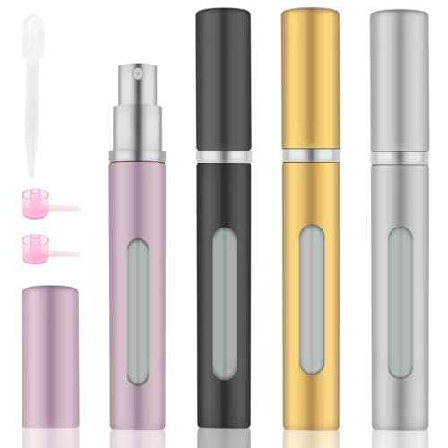 4pcs Mini Perfume Travel Bottle, Perfume Atomiser Refillable, 5ML Spray Bottles, Portable for Travel Holiday, Outdoor Activities and Business