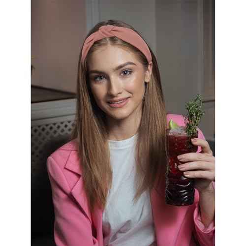Knotted Headband for Women Non-slip Head Bands Top Knot Headbands Solid Colors Pink Headbands Fashion Hair Accessories for Women Girls