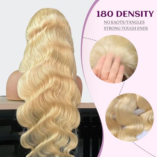 613 Blonde Lace Front Wig Human Hair 22 Inch Body Wave 13x6 HD Transparent Blonde Wigs Pre Plucked Glueless 180 Density