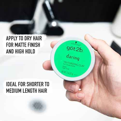 got2b Daring Texturizing Clay, 2 Fl Oz, Matte Finish and High Hold Styling Hair Clay For Men and Women, Non-Greasy, Non-Sticky Hair Texturizer for Short to Medium Hair