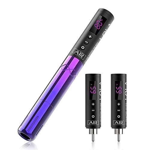 EZ Wireless Tattoo Machine Kit - Permanent Makeup Tattoo Pen Machine with 3Pcs Battery Power Rotary Tattoo Gun Equipment for Cartridge Needles and Artists (LOLA AIR Purple Gradient)