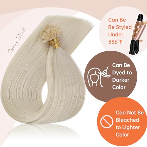 Sunny Hair Utip Hair Extensions Human Hair Platinum Blonde U Tip Hair Extensions Human Hair K Tip Hair Extensions Real Human Hair for Women 20inch 50g