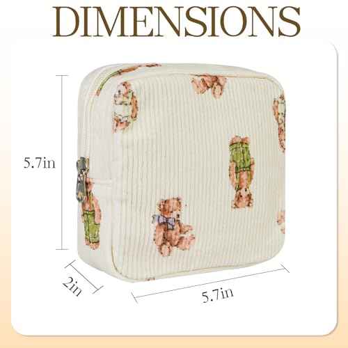 Small Pouches for Purse Cute Mini Cosmetic Bag with Zipper Aesthetic Corduroy Makeup Bags Toiletry Bag