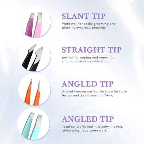 Tweezers for Women Facial Hair,Stocking Stuffers 4 Pack Tweezers for Eyebrows,Tweezer Set for Ingrown Hair, Plucking Daily Beauty Tool with Leather Travel Case for Gifts