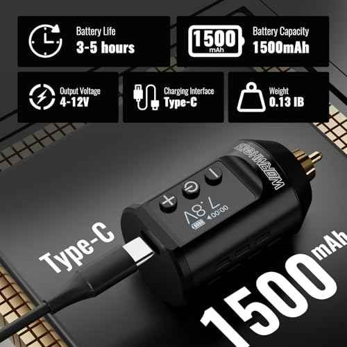 Wormhole Tattoo Gun Kit, Wireless Tattoo Machine Kit Complete Tattoo Practice Kit Rechargeable Cordless Tattoo Power Supply Portable 1500mAh with LED Digital Display for Tattooist WTK260