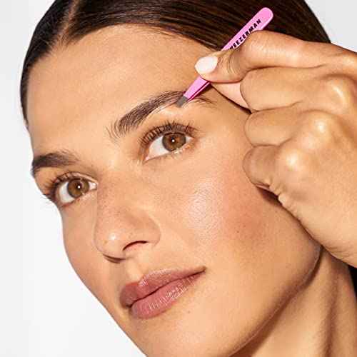 Tweezerman Mini Slant Tweezer - Tweezers for Eyebrows, Travel Tweezers for Eyebrows, Facial Hair (Neon Pink)