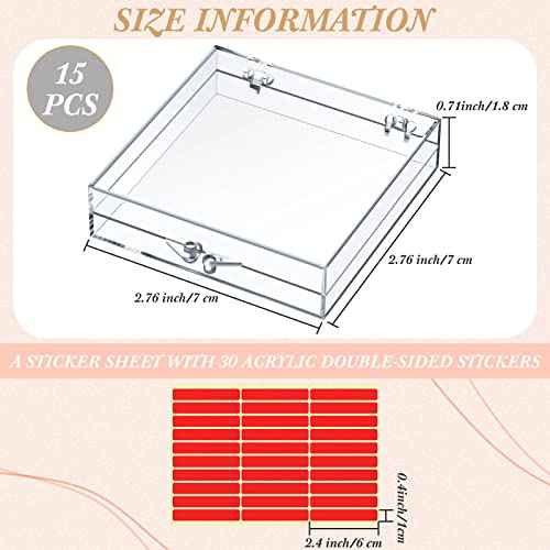 Landhoow 15 Pcs Press On Nail Boxes Nail Display Case with 30 Adhesive Tape, Artificial Press On Nail Container, Acrylic Storage Organizer(Clear)
