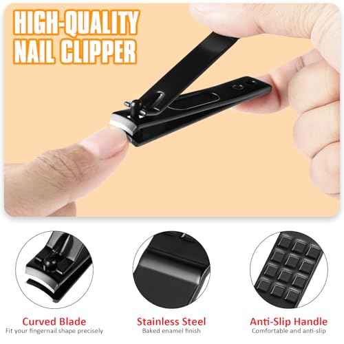 Yougai Tweezers and Nail Clippers Set,9 Pcs Professional Stainless Steel Tweezers Kit-Great Precision Tweezers with Curved Scissors and Eyebrow Razor for Daily Beauty Tools with Leather Travel Case