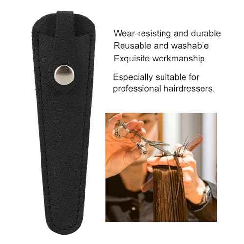 Black Leather Compact Scissor Case, Salon Hair Scissors Safety Sheath Bag, Professional Hair Cutting Scissors Cover, Portable, Hairdressers Tools