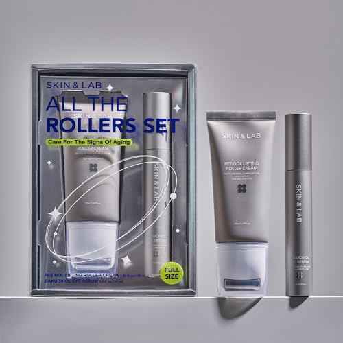 [SKIN&LAB] Anti-aging Rollers Duo Set, includes Bakuchiol Eye and Retinol Lifting Roller, Korean Vegan Skincare Gift Set, Gift for women, Christmas skincare gift set